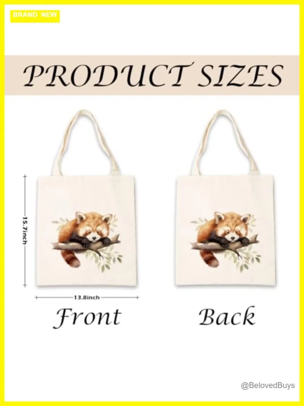 Red Panda Tote Bag, Cute Canvas Tote for Women, Reusable Grocery Shopping Bag